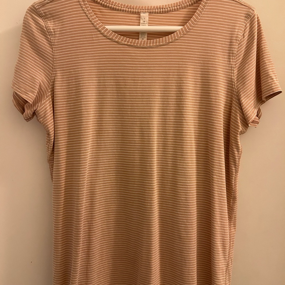 Lilulemon Love Tee Size 6 Striped Tan Pre-owned